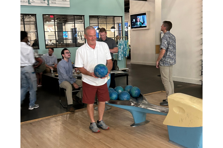 Cory gets ready to bowl a strike